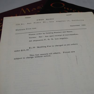 Owen Magic Surpreme Catalogs: 1959 and 1964 with wholesale price list from 1959