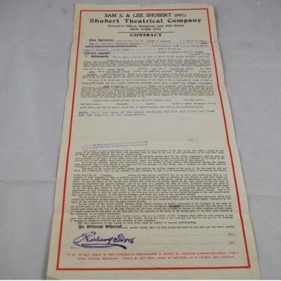 Raymond 1912 Schubert Contract: rare