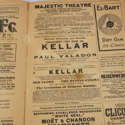 Harry Kellar and Paul Valadon program: Majestic Theater 1905 rare