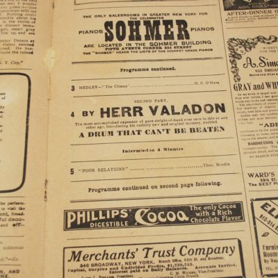 Harry Kellar and Paul Valadon program: Majestic Theater 1905 rare
