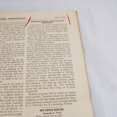 Ed Saint owned Spiritualism Newspaper 1937