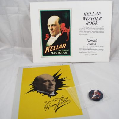 Kellar wonder book and pinback button 2001 Phil Temple
