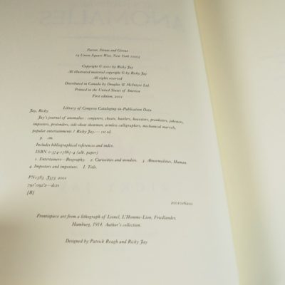 Ricky Jay’s Journal of Anomalies: hardback 2001