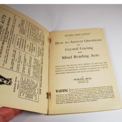 Crystal Gazing and Mind reading acts: Burling Hull 1927