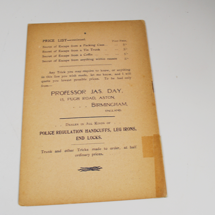 Secrets of the Handcuff Trick: Book and Catalogue: rare - Image 2