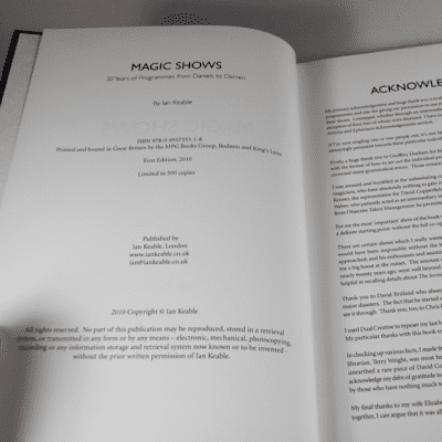 Magic Shows: 30 years of Programs from Daniels to Derren: Ian Keable ...
