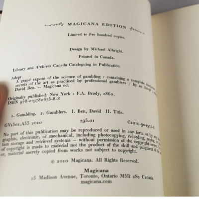 A Grand Expose of the Science of Gambling: Facsimile edition of this rare book - Image 2