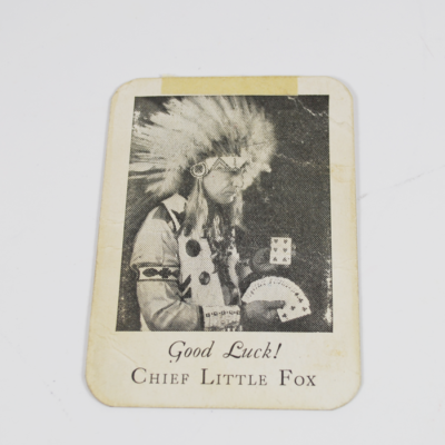 Chief Little Fox Throw Out Card: Very rare!  Perhaps only card with Native American Dress: Marathon Back