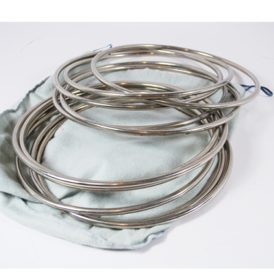 11 ring set of vintage 8 inch linking rings with locking key