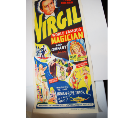 Virgil Indian Rope Trick Panel with show date from 1950’s World Tour: from his own trunk. only one! - Image 3