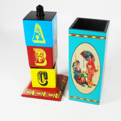 Vintage ABC Block decorated by Norm Nielsen: beautiful Okito type decorations - Image 3