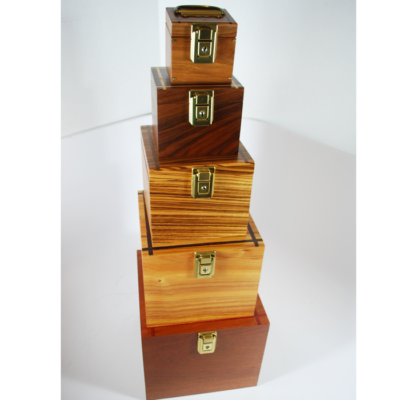 Babcock Nest of Boxes: 5 box set with each box a separate exotic wood: Hallmarked. Only 25 made!