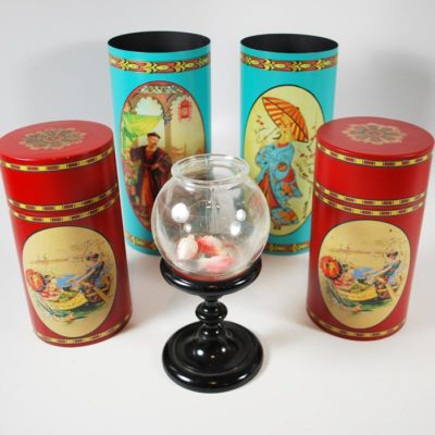 Original Okito Tea Canister Mystery decorated by Norm Nielsen