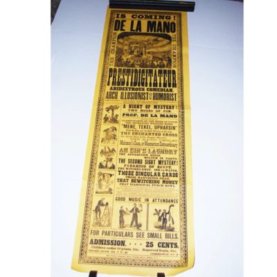 Original De La Mano Broadside circa 1870 in near mint condition!