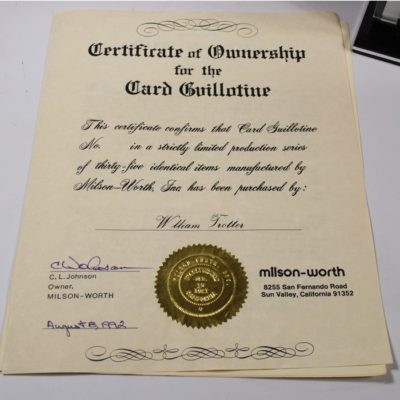 Milson Worth Jumbo Card Guillotine: one of 35 made with certificate of authenticity - Image 11