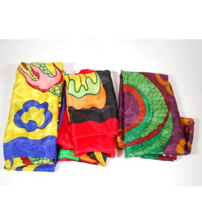 3 Silk King Studios 36 inch design silks: 2 dragons and one butterfly: one dragon particularly rare
