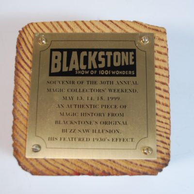 Blackstone Sr. History: A piece of the original 1930 buzz saw illusion
