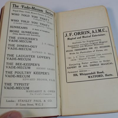 Conjurer's Vade Mecum: 1920 J.F. Orrin Stanley Paul and Co.  London - Image 5