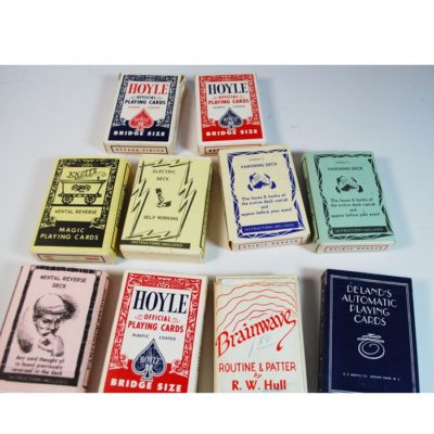 10 decks of vintage trick cards mostly Hoyle brand