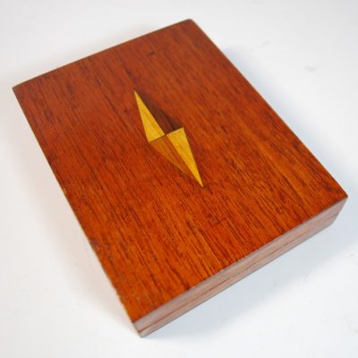 Vintage Wood Inlay Card Box: circa 1930