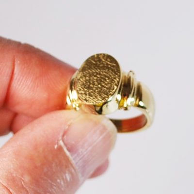 Himber Gold Plated Signet Style  Ring with manuscript - Image 3