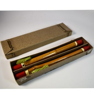 Silent Mora Autographed Bamboo Chinese Sticks  Jan. 24 1954.  With the original box!