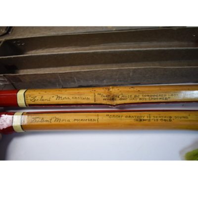 Silent Mora Autographed Bamboo Chinese Sticks  Jan. 24 1954.  With the original box! - Image 2