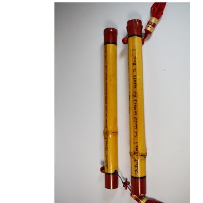 Silent Mora signed and inscribed Chinese Sticks