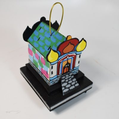 Hand constructed and hand painted Temple of Benares Christmas Ornament: Edwin McDonald