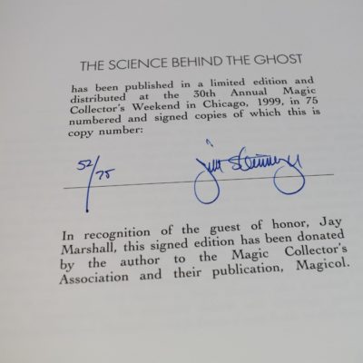 Autographed number 52 of 75  The Science Behind the Ghost: Jim Steinmeyer  special printing signed and numbered - Image 2