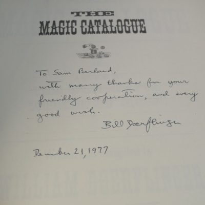 Magic Catalog 1977 signed by William Doerflinger (the author) to Sam Berland - Image 2