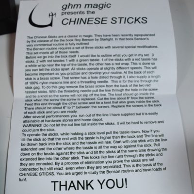 George Milwald (GHM Magic) original Professional Chinese Sticks: one of 17 made: rare: please read about them - Image 5