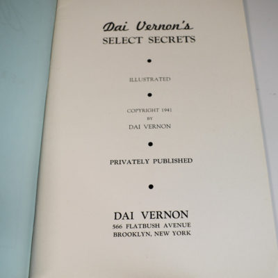 Dai Vernon Select Secrets 1941 original self published work! scarce - Image 2