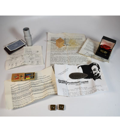 Vintage Lot of great close up effects: Walt’s Nuts,  Kovari Stretched Half Dollar, Ringo by Walt Rollins, Impaled Tannen’s, Coin tube Tricks Magic