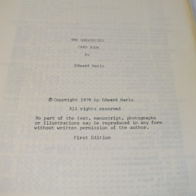 Ed Marlo Unexpected  Card Book 1974 #36 warmly inscribed with offer letter - Image 2