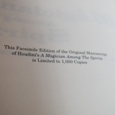 Houdini Magician Among the Spirits: original transcript reprint 1996 : #106 of 1000 - Image 5