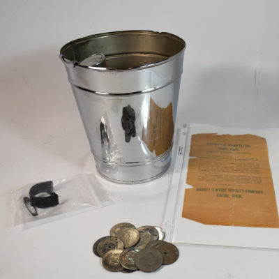 Very early Abbott’s Startling Coin Pail: Rare: with 1904  T Nelson Downs Tokens!