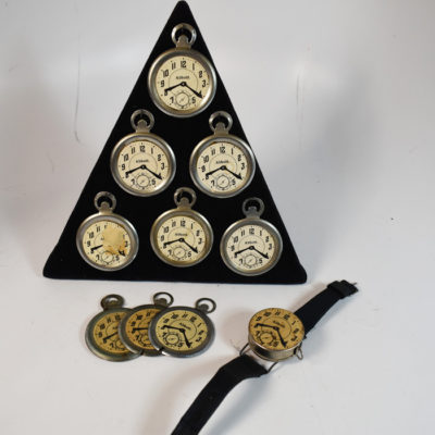 Multiplying Watches with Display Stand and Tape Measure Watch 1940’s: scarce