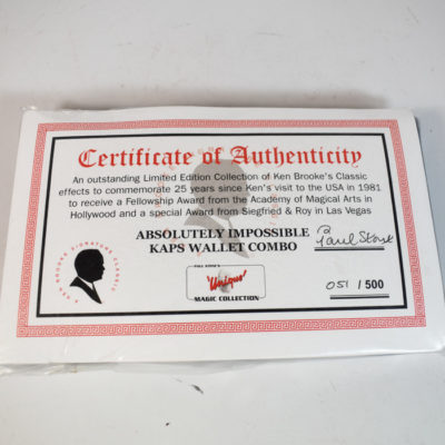 Absolutely Impossible/Kaps Wallet: Paul Stone's Unique Magic Limited Edition #51 of 500: new old stock!