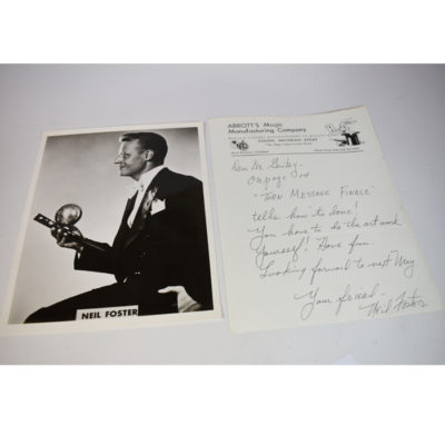 Neil Foster Signed Letter on Abbott Stationary with an Early 8×10 Publicity photo