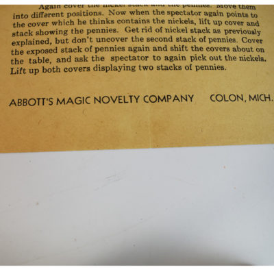 Passe Passe Nickels and Pennies: A&B Magic distributed exclusively by Abbotts: rare - Image 3