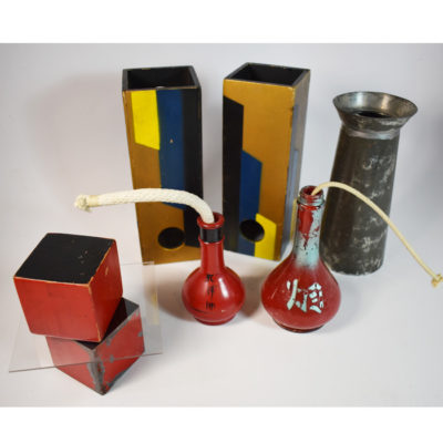 Vintage Foo Can, Block Go and two Aladdin Vases