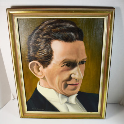Famed Magic Author Lewis Ganson original oil painting of Nate Leipzig - Image 3