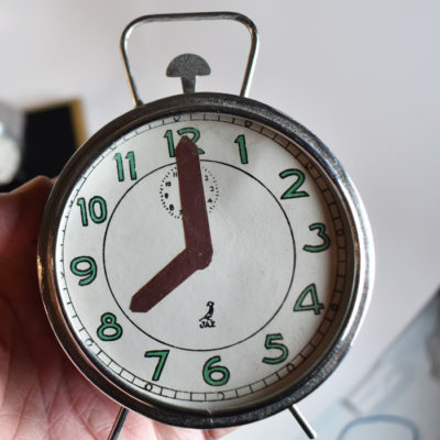 Paul Lembo Ringing Clock Stand with Vintage French made nesting clocks - Image 4