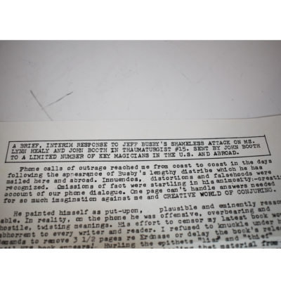 The Man Who Was Erdnase: Busby 1991 with critical letter from John Booth - Image 4