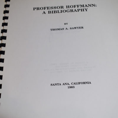 Professor Hoffman A Bibliography: Thomas Sawyer 1983 signed - Image 2