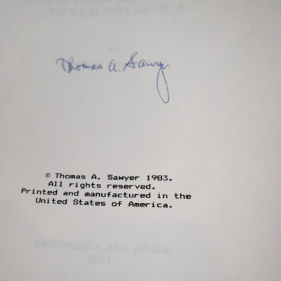 Professor Hoffman A Bibliography: Thomas Sawyer 1983 signed - Image 3