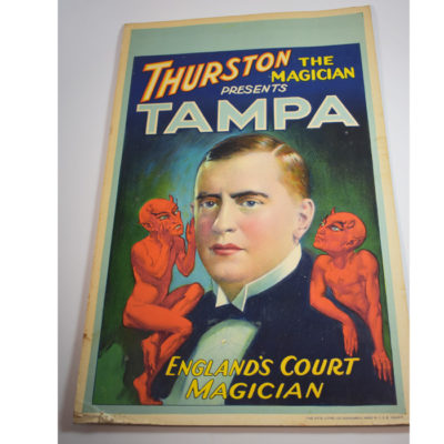 Original Tampa (Ray Sugden). Thurston the Magician Presents Window Card 1923: scarce