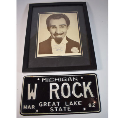 Will Rock’s (Successor to Thurston) Personal 1985 License Plate and a signed photo to Doctor Richard Mossey