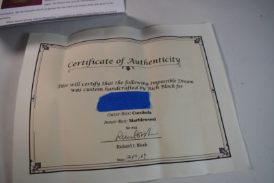 The Impossible Dream Handcrafted by Rich Bloch #23 with certificate of authenticity: rare - Image 6